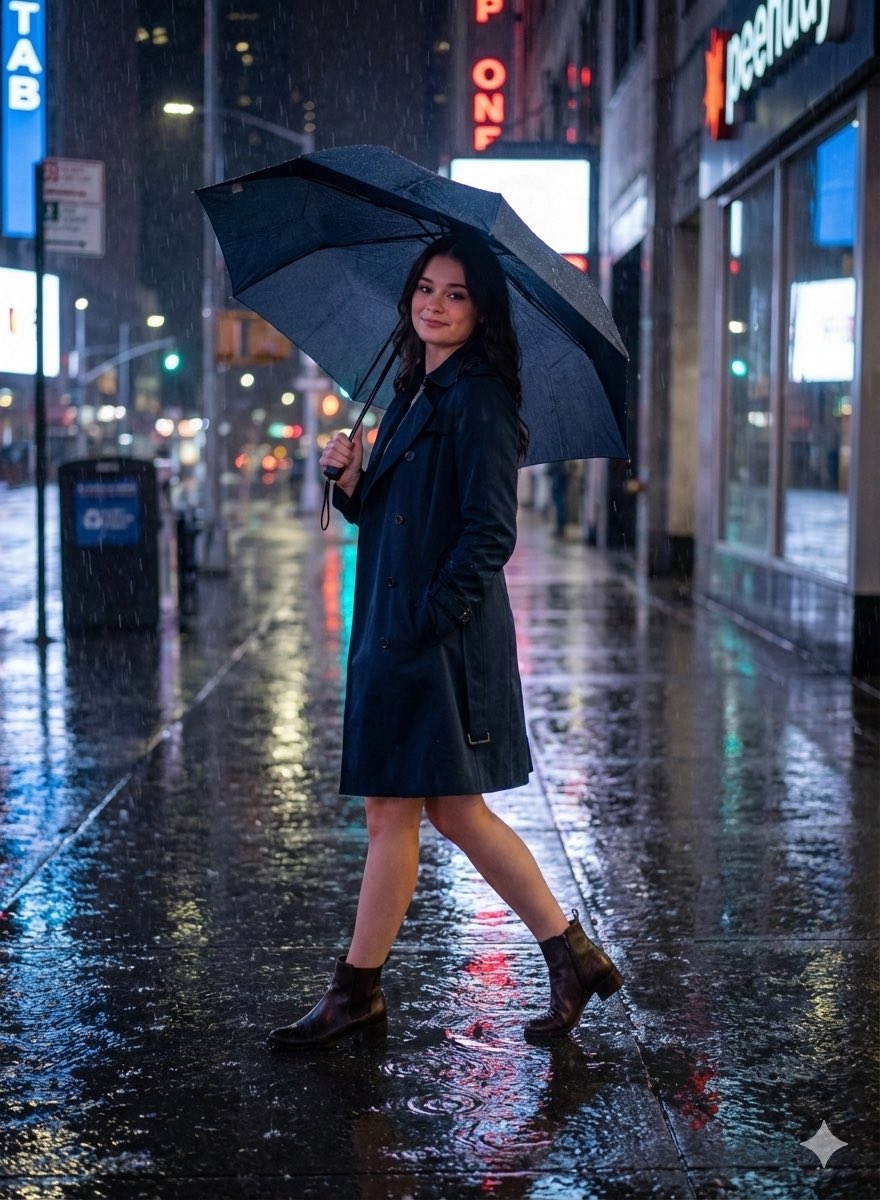 AI Prompt for Cinematic Fashion Photography on a Rainy Street