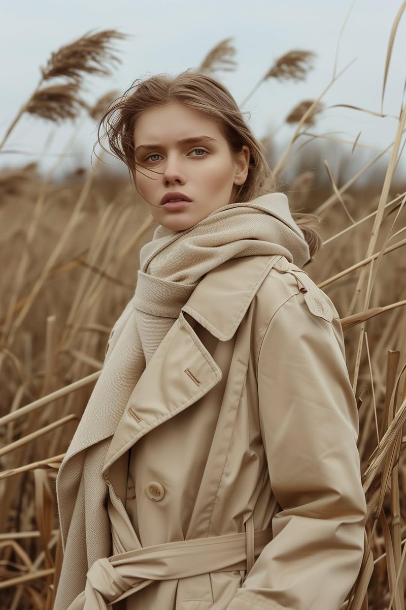 AI Prompt for Cinematic Fashion Portrait of Young Woman in Trench Coat