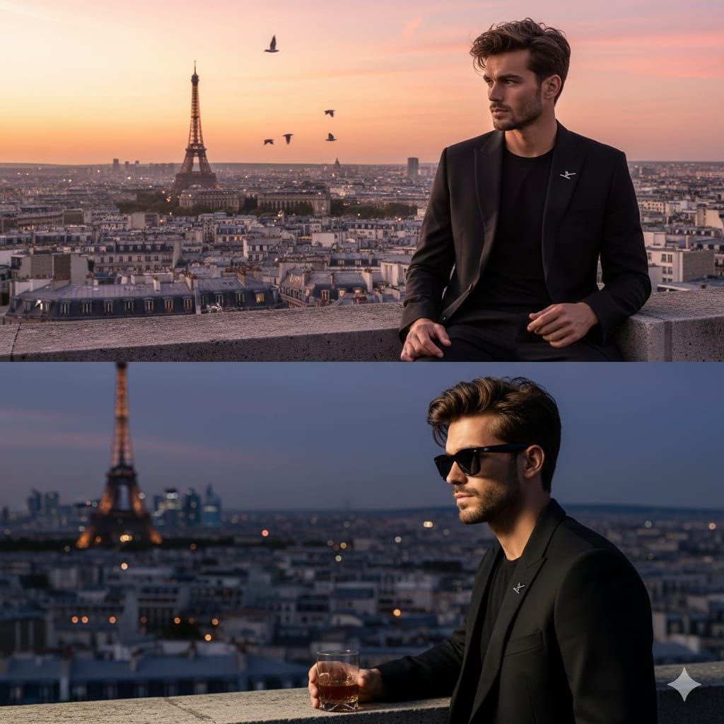 AI Prompt for Cinematic Fashion Portrait on Paris Rooftop