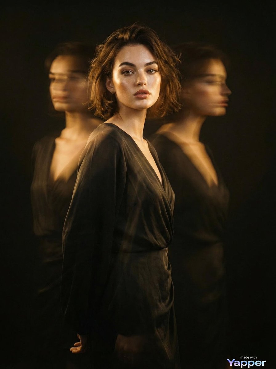 AI Prompt for Cinematic Fashion Portraits with Motion Blur Ghost Figures
