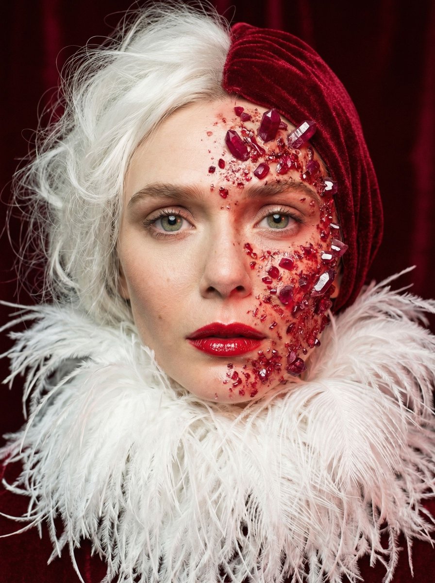AI Prompt for Cinematic Photography of Asymmetrical Portrait with Gemstone Details