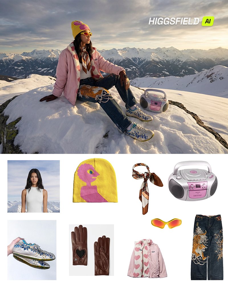 AI Prompt for Cinematic Winter Fashion Portrait on a Mountain Peak - Generate Stunning Snowy Fashion Images