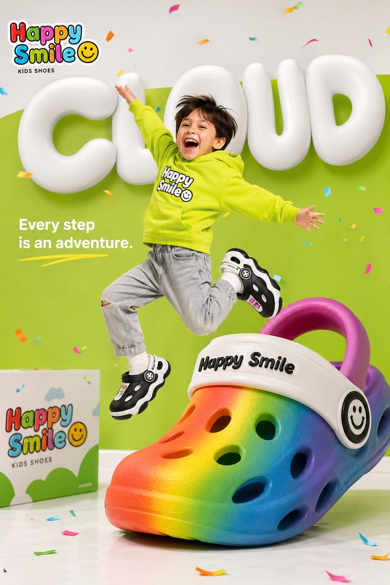 AI Prompt for Colorful Kids Shoes Ad