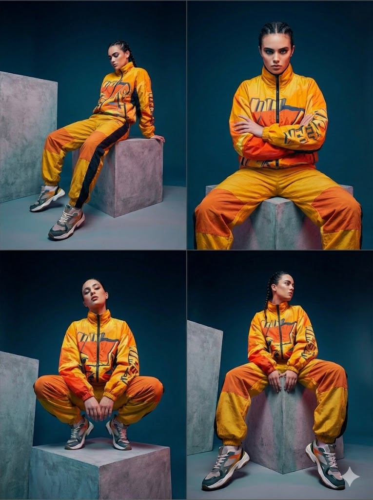 AI Prompt for Consistent 4-Panel Editorial Grids: Fashion Model in Studio