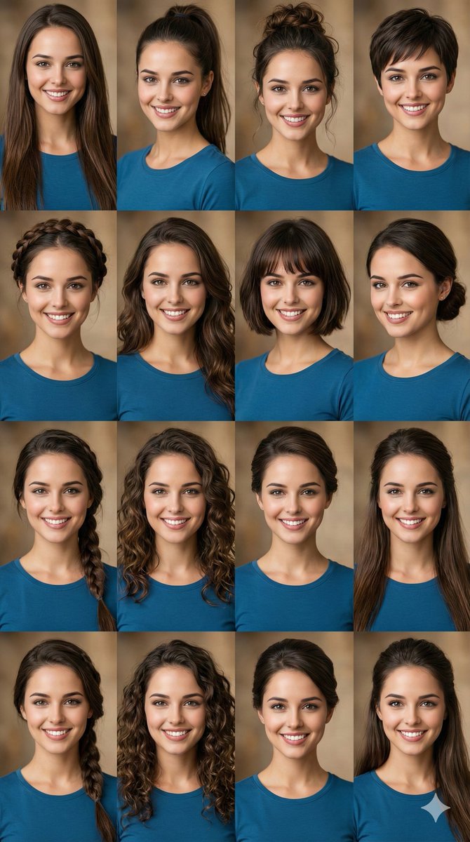 AI Prompt for Creating a Hair Photo Collage with Multiple Hairstyles