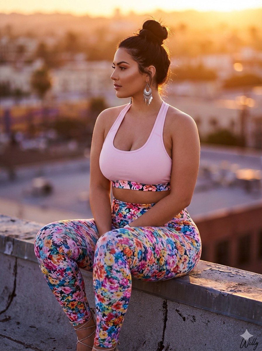 AI Prompt for Creating Plus-Size Model Rooftop Portraits