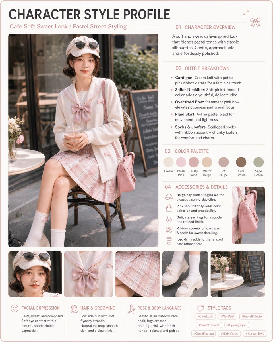 AI Prompt for Creating Soft Pastel Cafe-Inspired Fashion Infographics