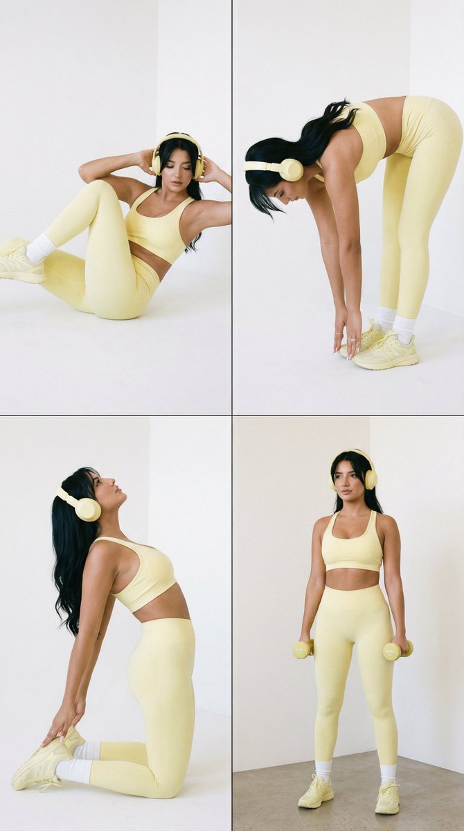 AI Prompt for Custom Fitness Editorial Grids with Female Athlete Identical in Four Poses