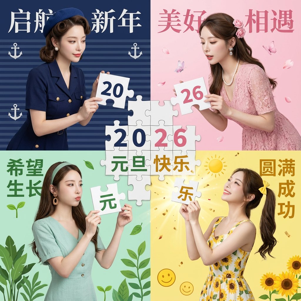AI Prompt for Customizable New Year's Day Fashion Collage