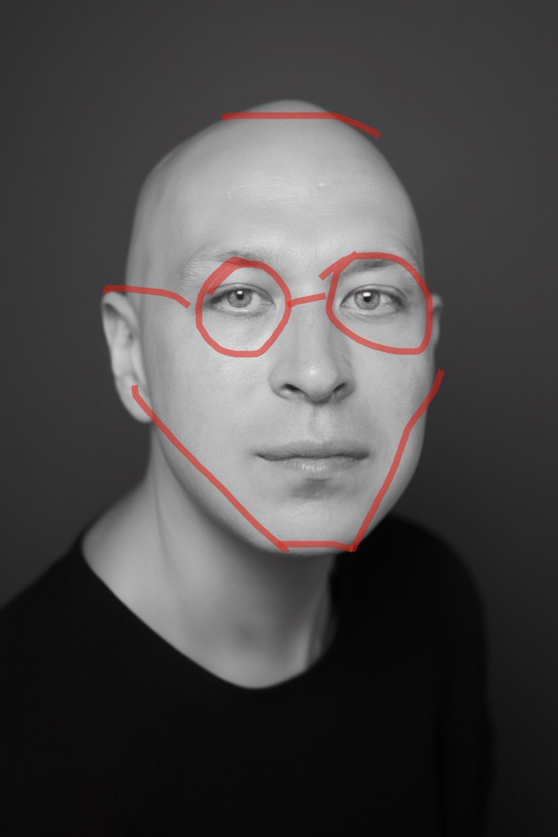 AI Prompt for Customizing Portrait with Jawline Adjustment, Glasses, and Head Shape Correction