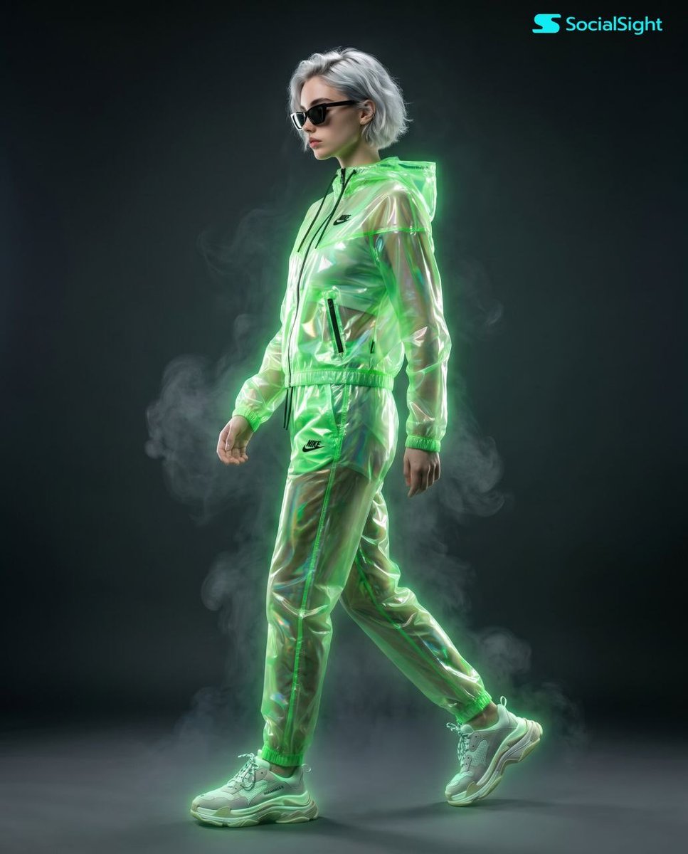 AI Prompt for Cyberpunk Fashion Images: Neon Green Holographic Effects