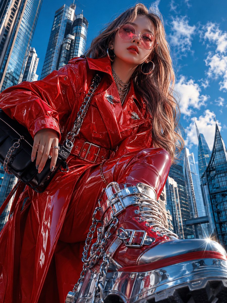 AI Prompt for Cyberpunk Fashion Portrait in Glossy and Vibrant Style