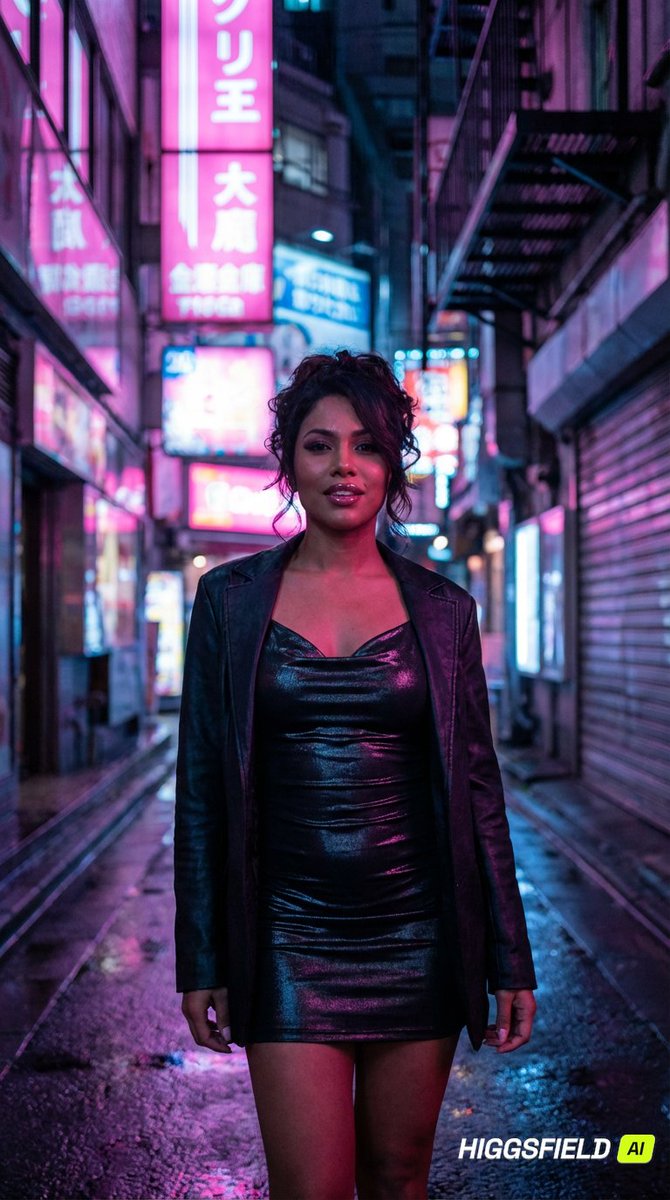 AI Prompt for Cyberpunk Neon City Street Photography with Fashion Model