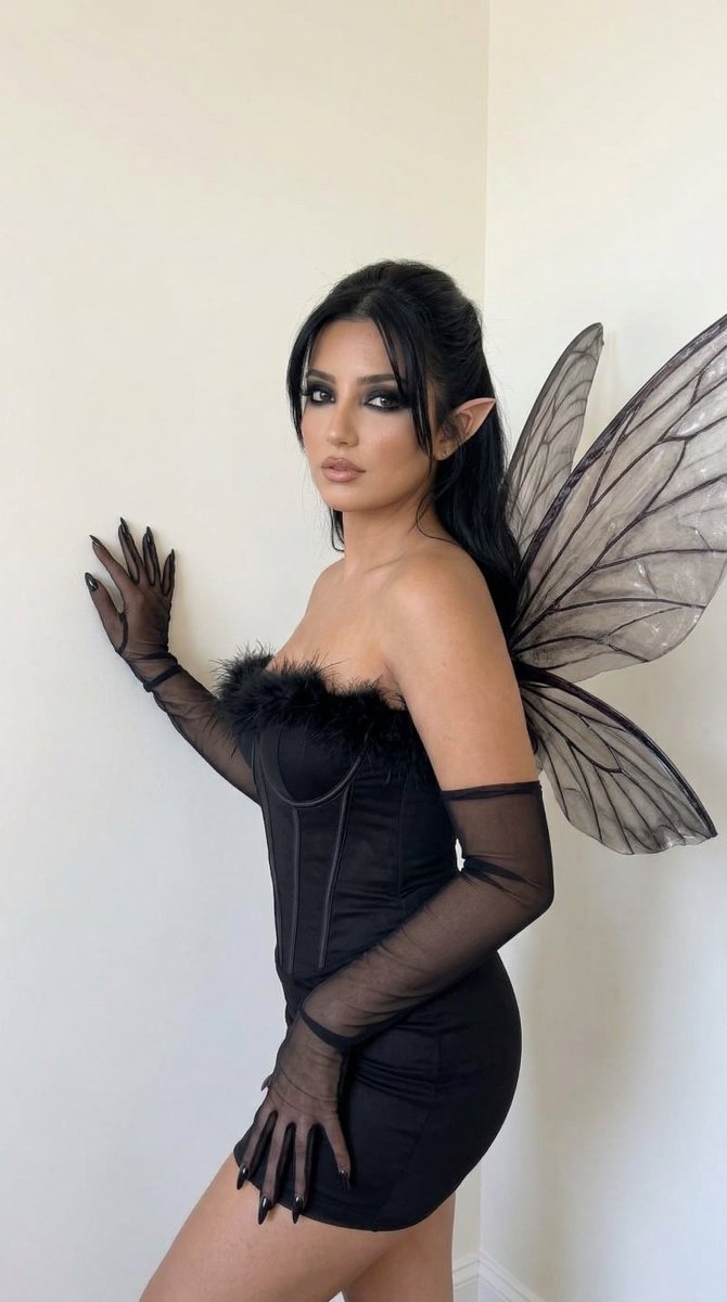 AI Prompt for Dark Fantasy Fashion Portrait with Glamorous Fairy-Like Woman