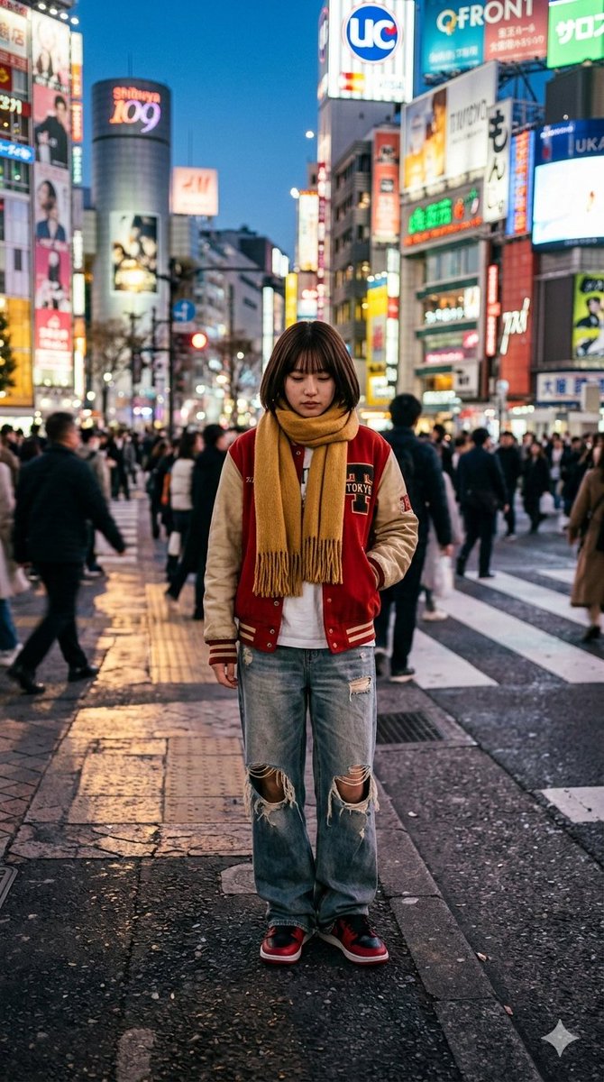 AI Prompt for Detailed Photorealistic Street Style Fashion Image Generation in Shibuya