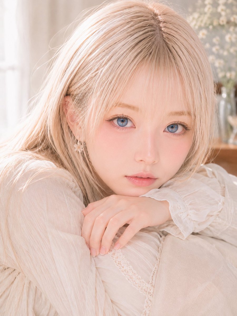 AI Prompt for Dreamy Outdoor-Inspired Soft Focus Portrait of Blonde Influencer with Censored Face