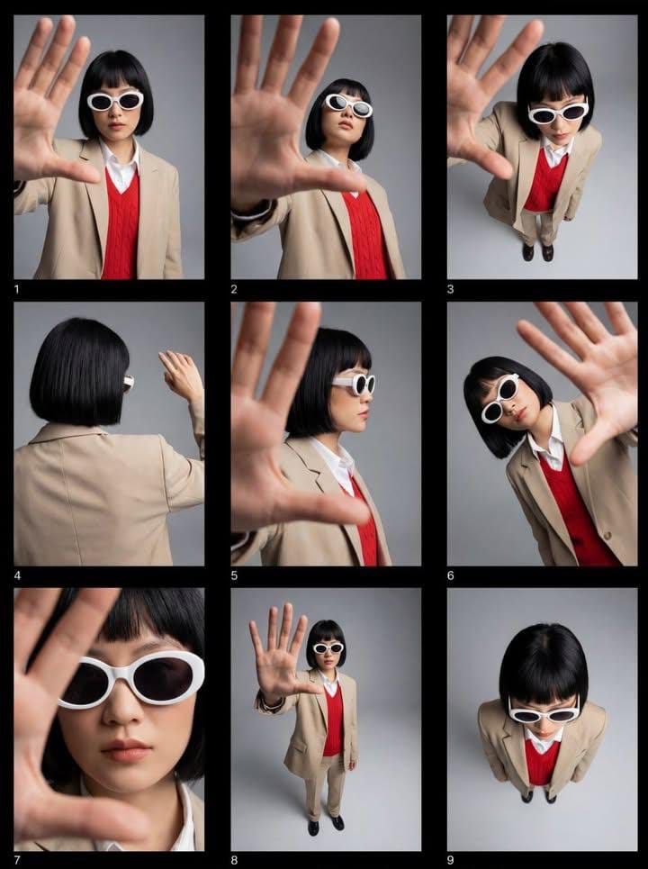 AI Prompt for Editorial Fashion Photography in 3x3 Grid Format