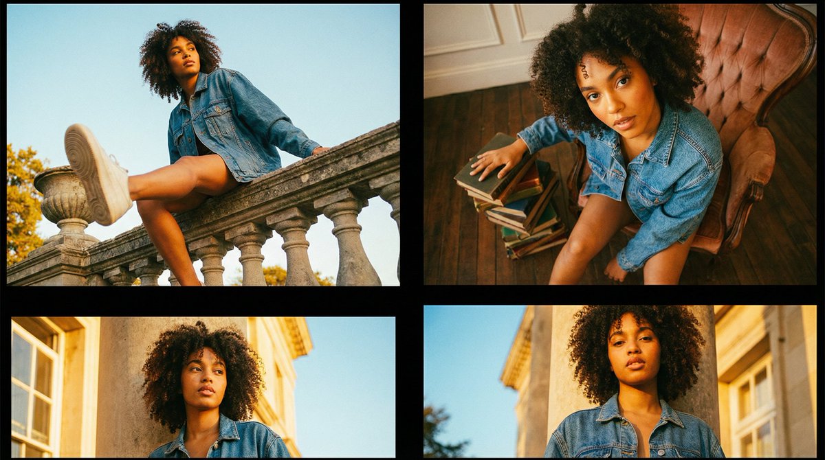 AI Prompt for Editorial Fashion Portrait Series Grid Template