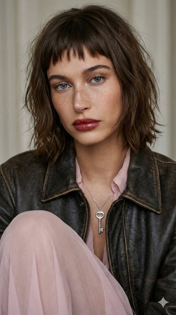 AI Prompt for Editorial Fashion Portrait with Wolf-Cut Hairstyle