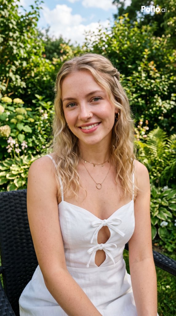 AI Prompt for Enchanting Garden Portrait with White Summer Dress