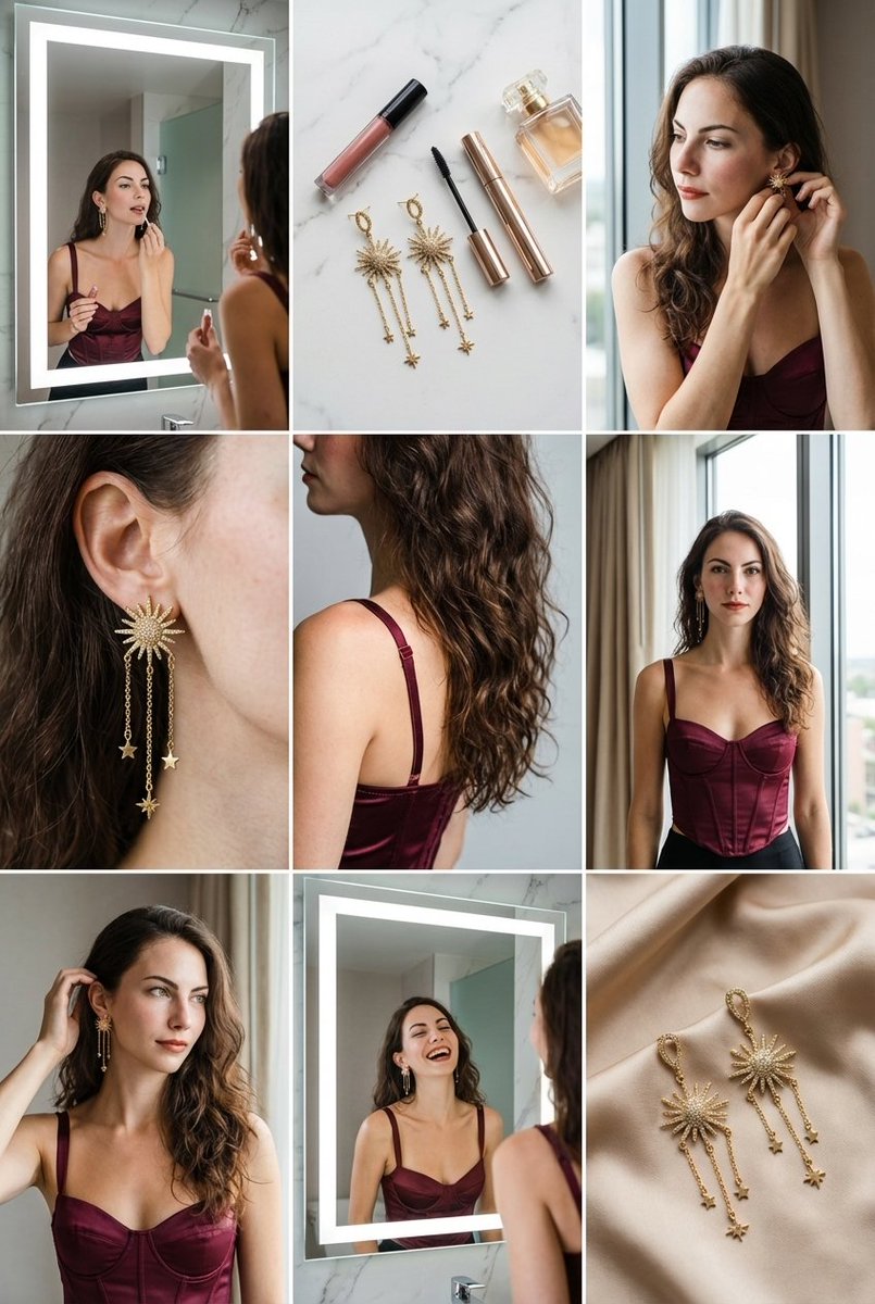 AI Prompt for Fashion and Cosmetics 3x3 Collage