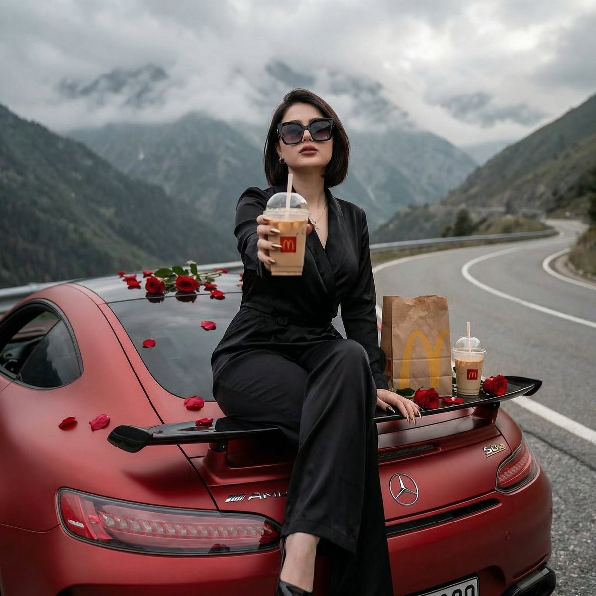 AI Prompt for Fashion Campaign - Luxury Sports Car Editorial Image
