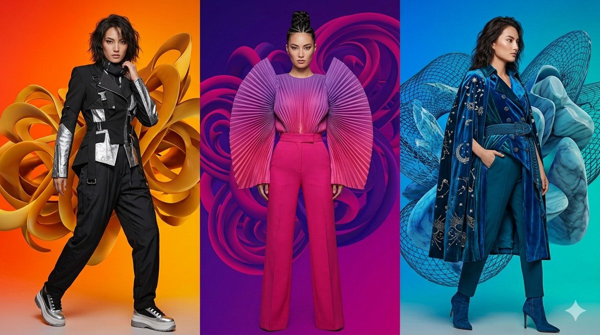 AI Prompt for Fashion Campaign Triptych Layout with Stylish Model Poses