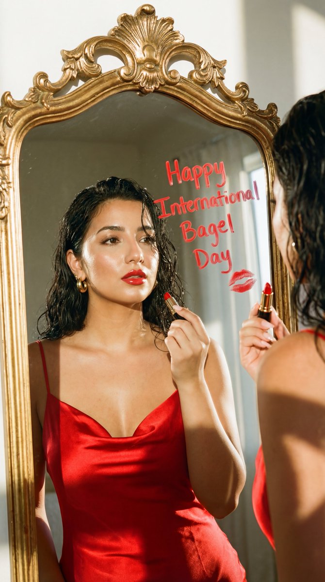 AI Prompt for Fashion Editorial Mirror Selfie with Lipstick Message