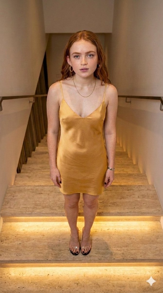 AI Prompt for Fashion Editorial Photo Shoot: Sadie Sink in Yellow Slip Dress