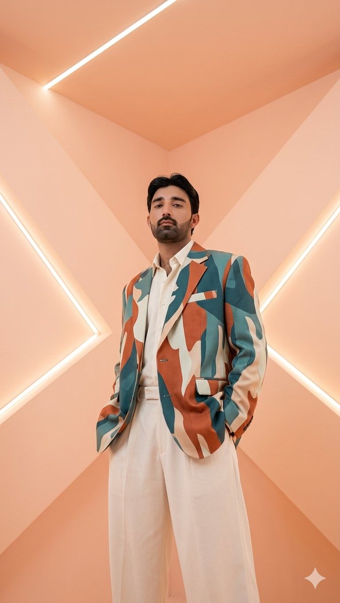 AI Prompt for Fashion Editorial Portrait with Pastel Peach Lighting