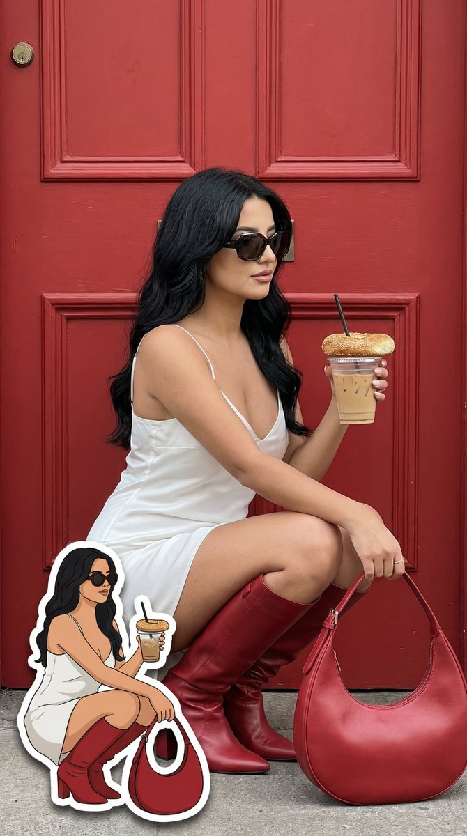 AI Prompt for Fashion Editorial with 2D Cartoon Duplicate