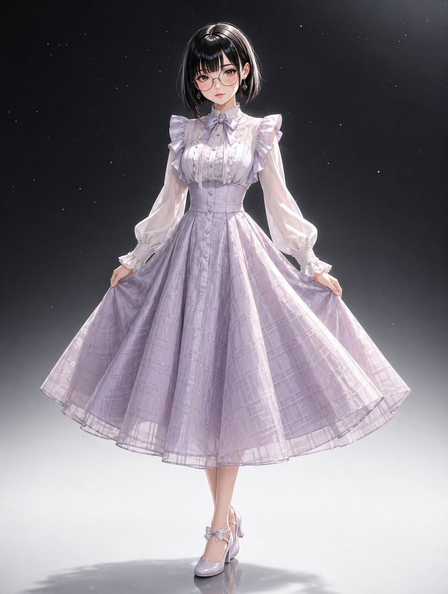 AI Prompt for Fashion Illustration: Translucent Lavender Lolita Dress