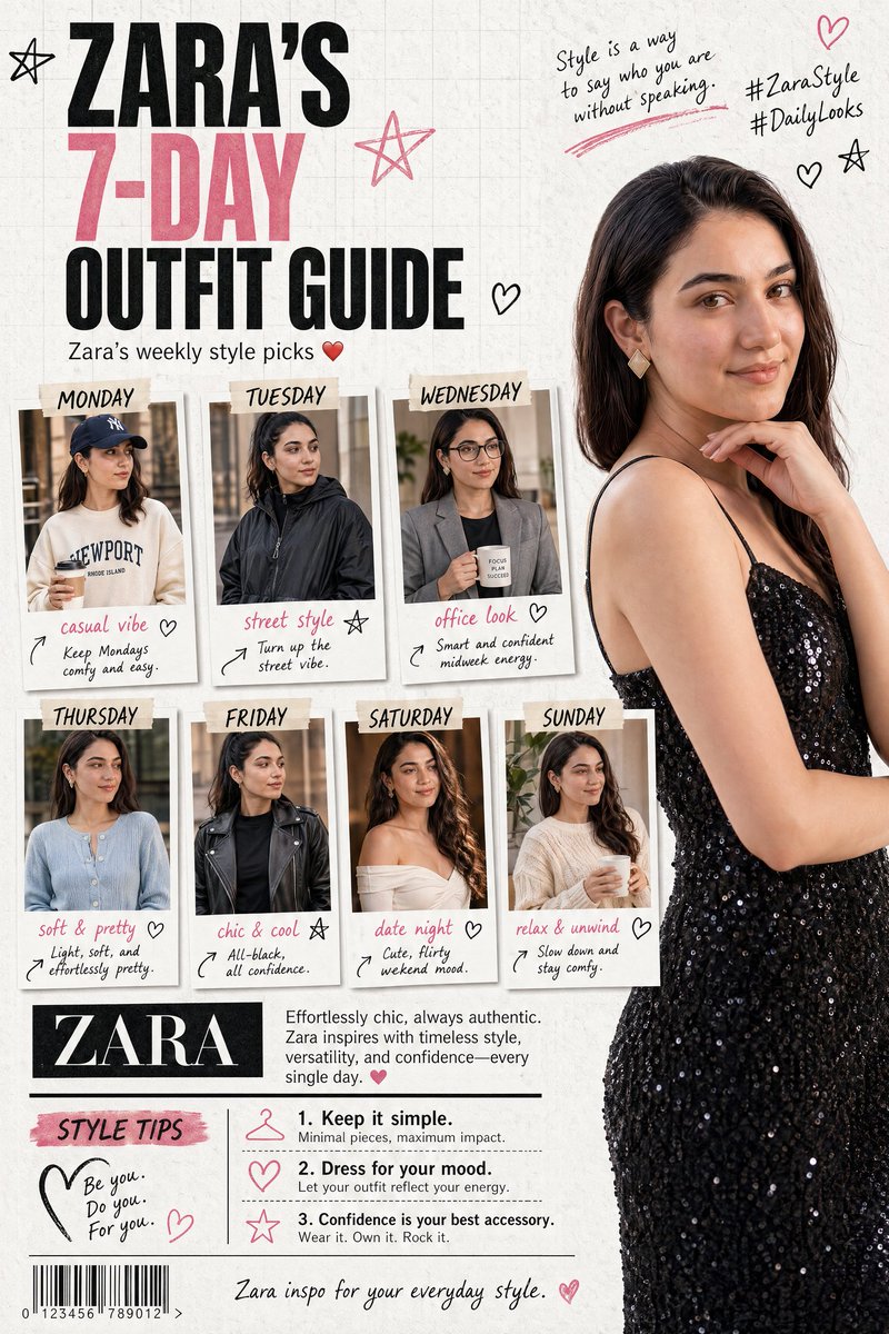 AI Prompt for Fashion Magazine Collage: Outfit Panels, Labels, and Handwritten Notes