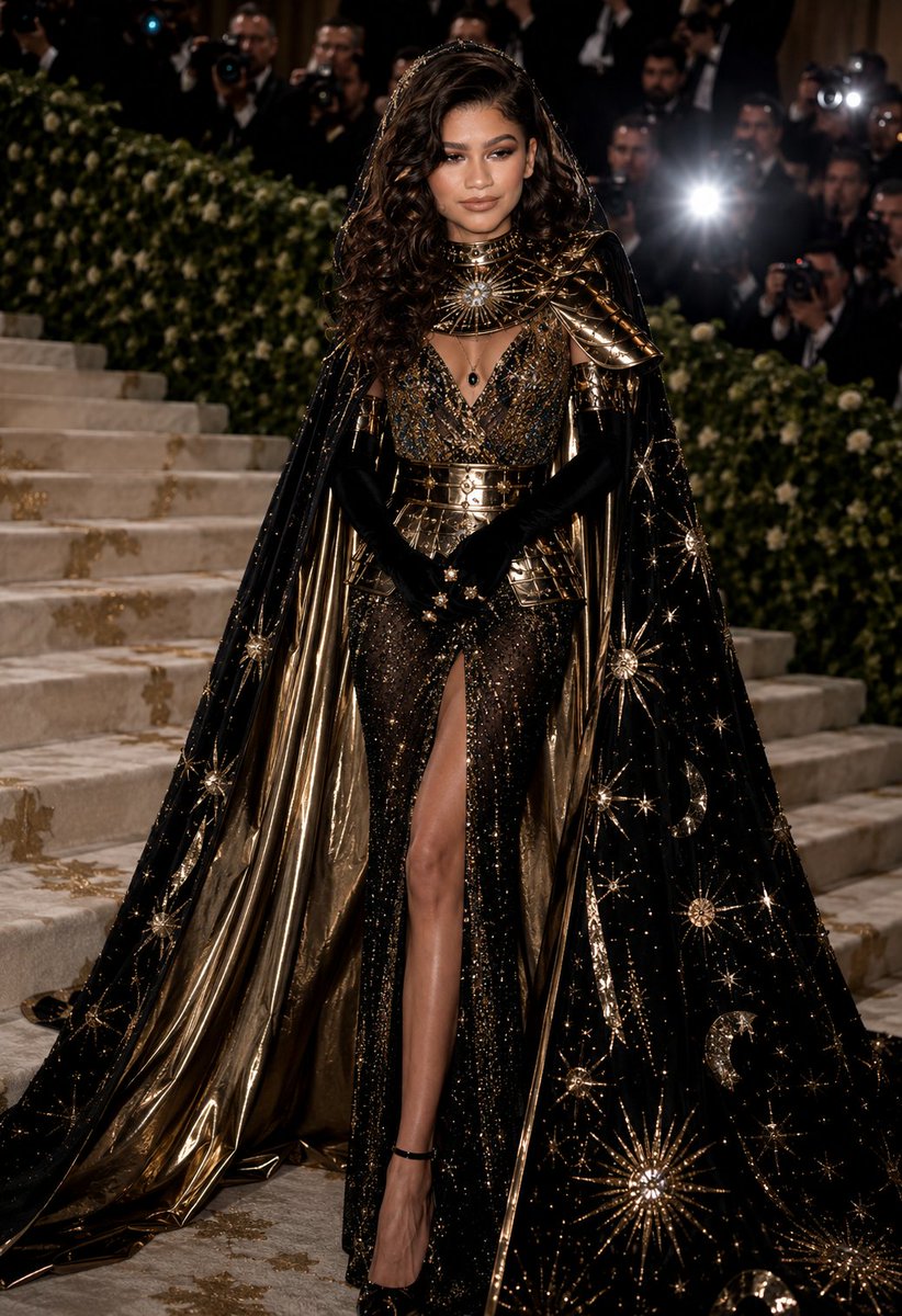 AI Prompt for Fashion Photography: Celestial Avant-Garde Gown at Met Gala