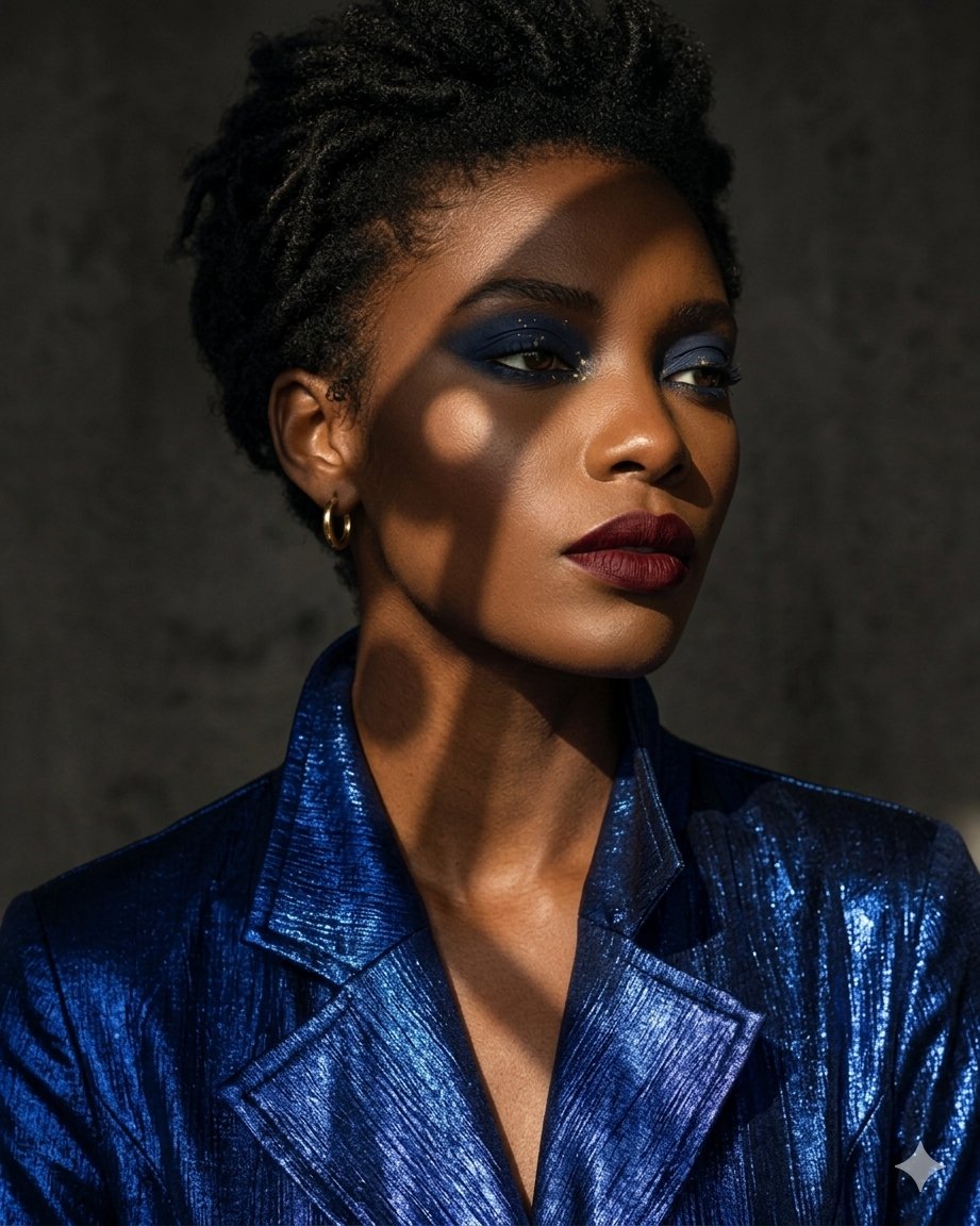 AI Prompt for Fashion Photography - Dramatic Lighting, Metallic Textures, and Bold Makeup