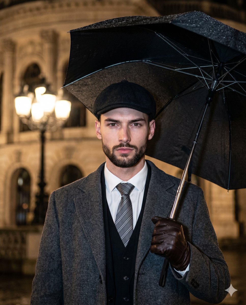 AI Prompt for Fashion Photography: Paparazzi Night Portrait with Umbrella