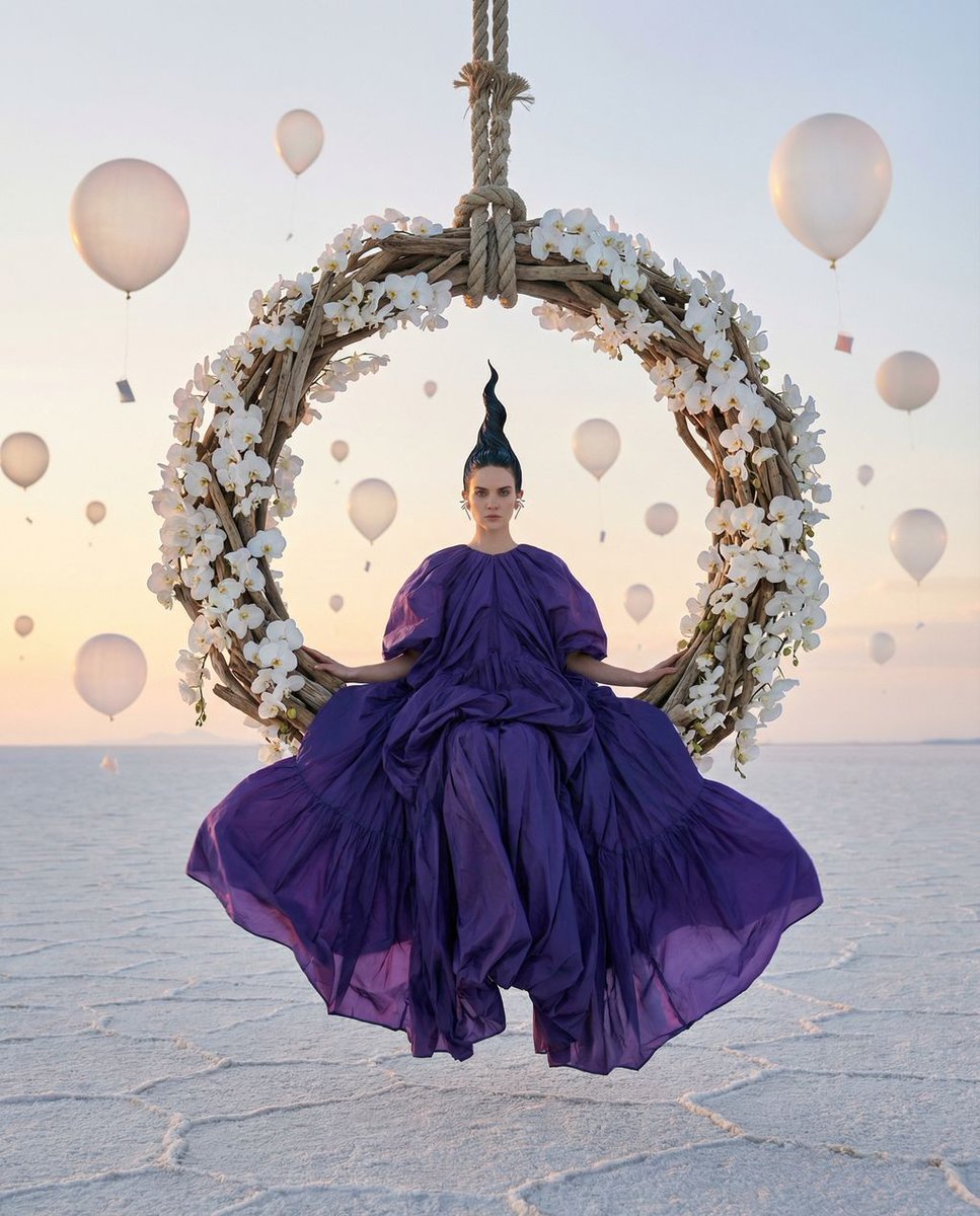 AI Prompt for Fashion Photography: Surreal Violet Dreams Editorial