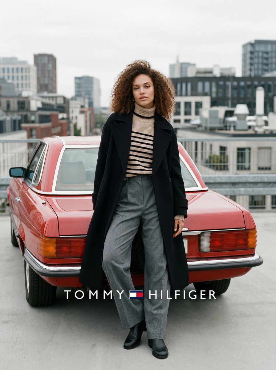 AI Prompt for Fashion Photography with Classic Car