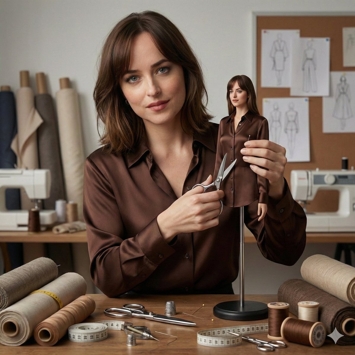 AI Prompt for Fashion Portrait Photography of Tailor and Miniature Mannequin