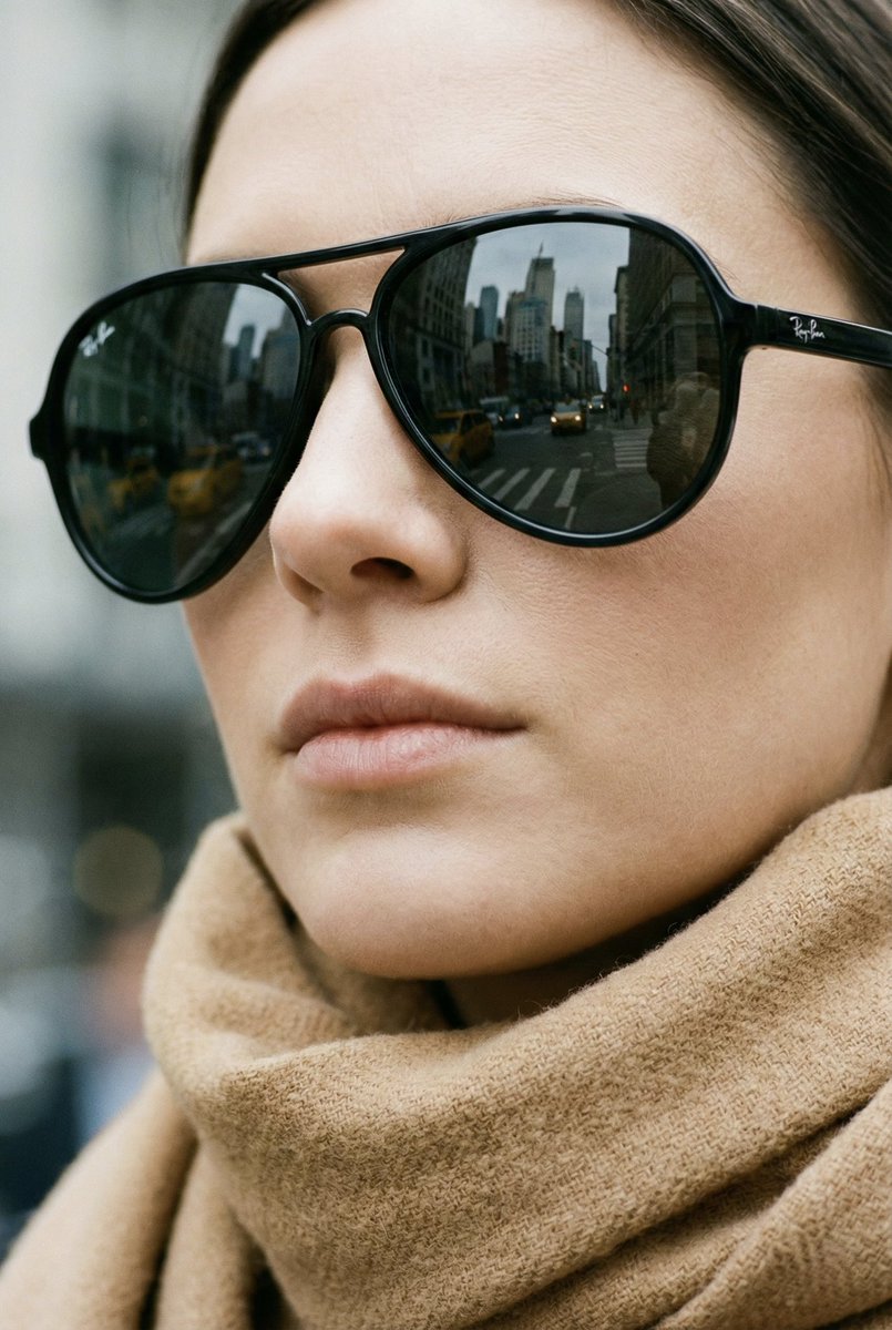 AI Prompt for Fashion Portrait with NYC Cityscape Reflection