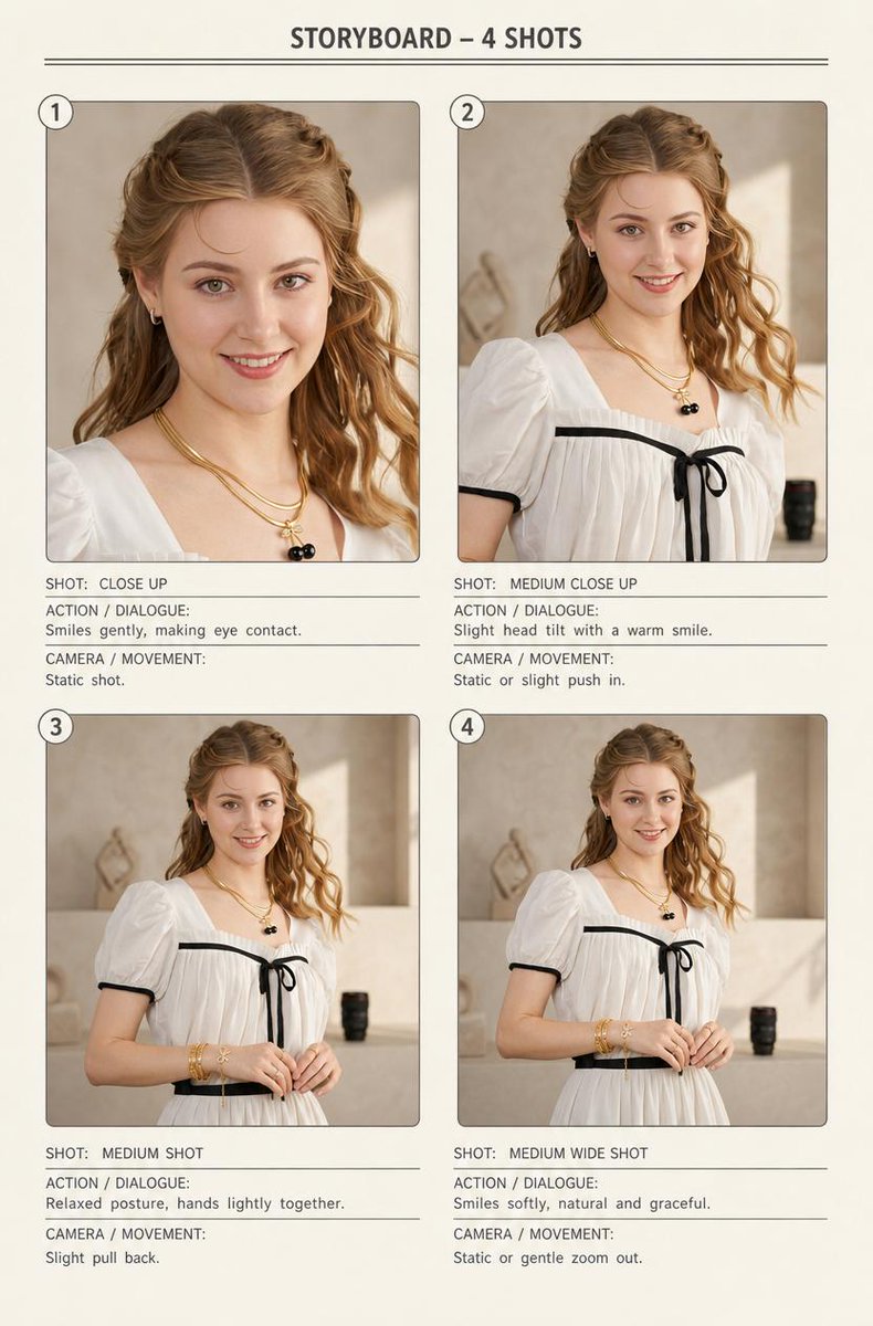 AI Prompt for Fashion Storyboard Template: 4-Panel Comic Art with Model Shots