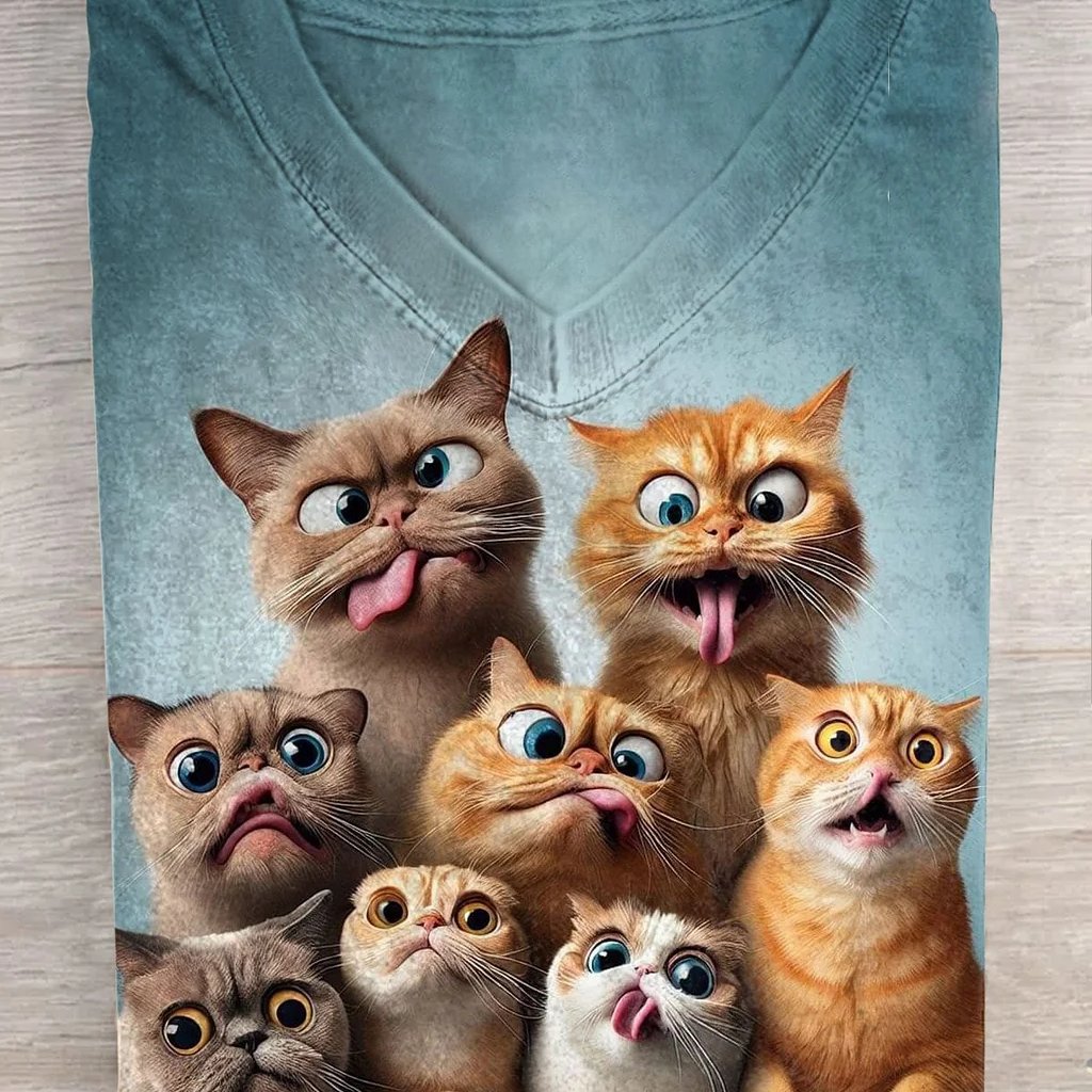 AI Prompt for Fashion Tees with Cartoon Cat Designs