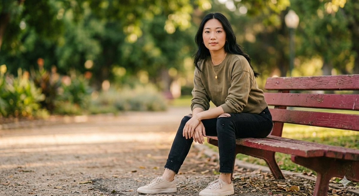 AI Prompt for Fashionable Female Portrait in Park Setting