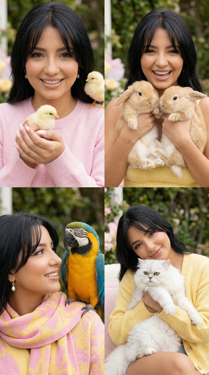 AI Prompt for Fashionable Young Woman with Cute Animals