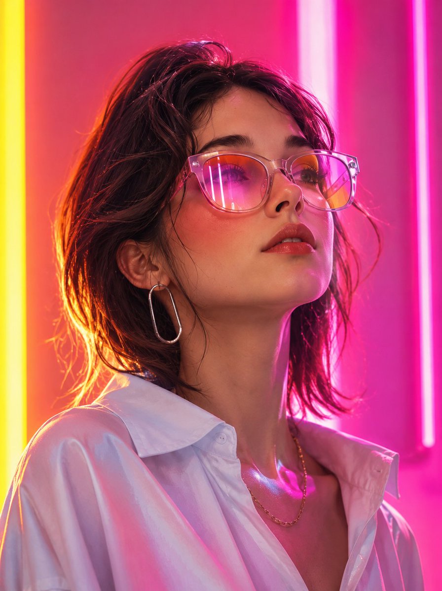 AI Prompt for Futuristic Fashion Portrait with Neon Lighting and Cyberpunk Theme