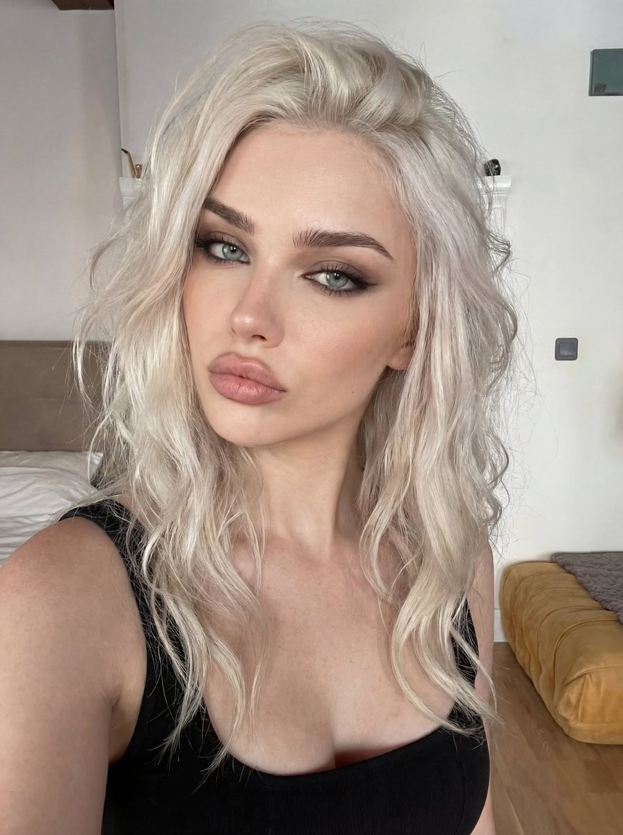 AI Prompt for Glamorous Influencer-Style Bedroom Selfie Portrait