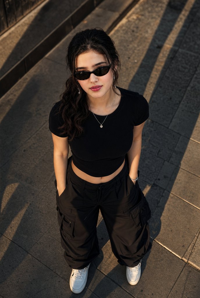 AI Prompt for High-Angle Urban Streetwear Photography