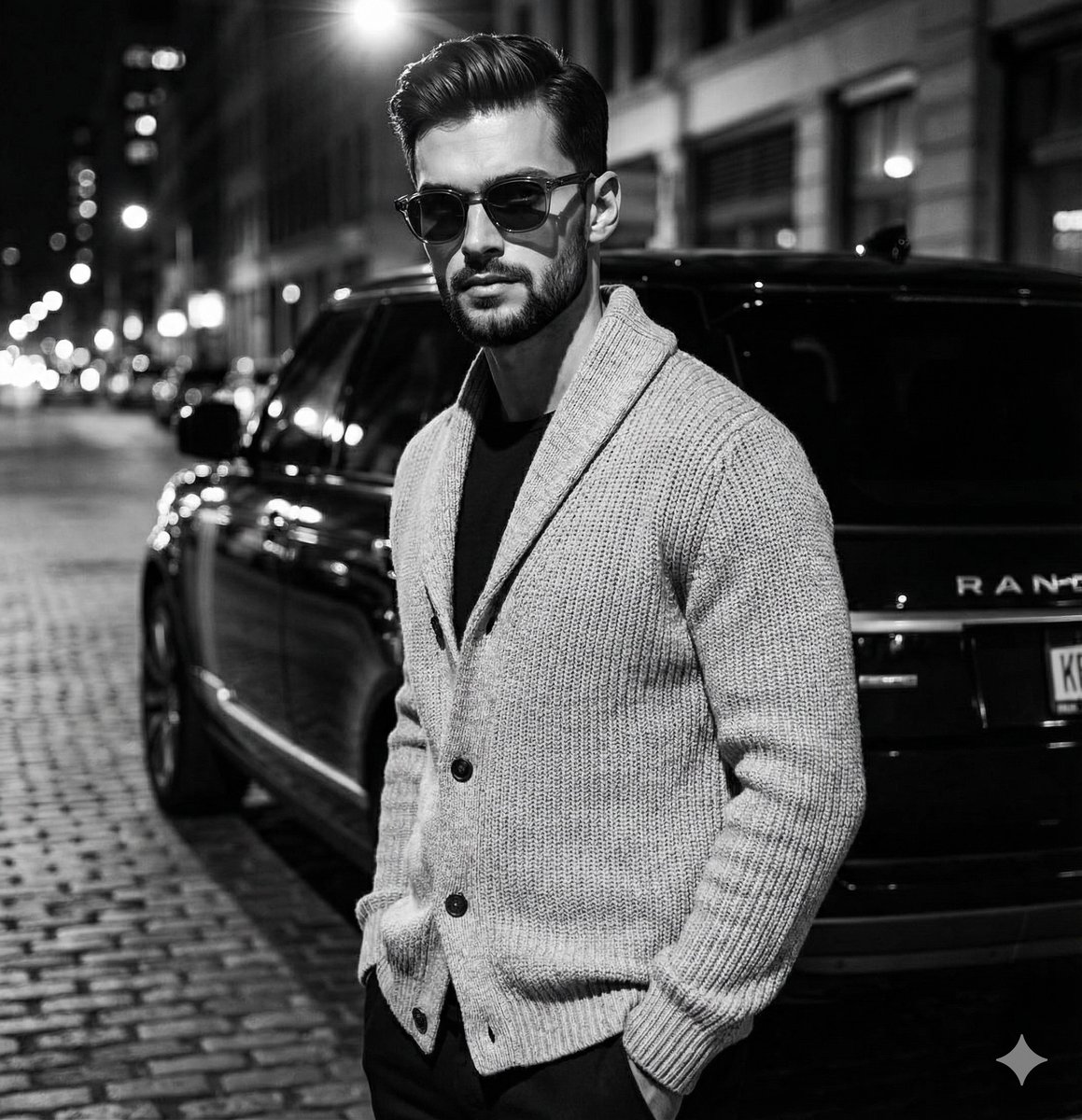AI Prompt for High-Contrast Black and White Fashion Portrait Photography
