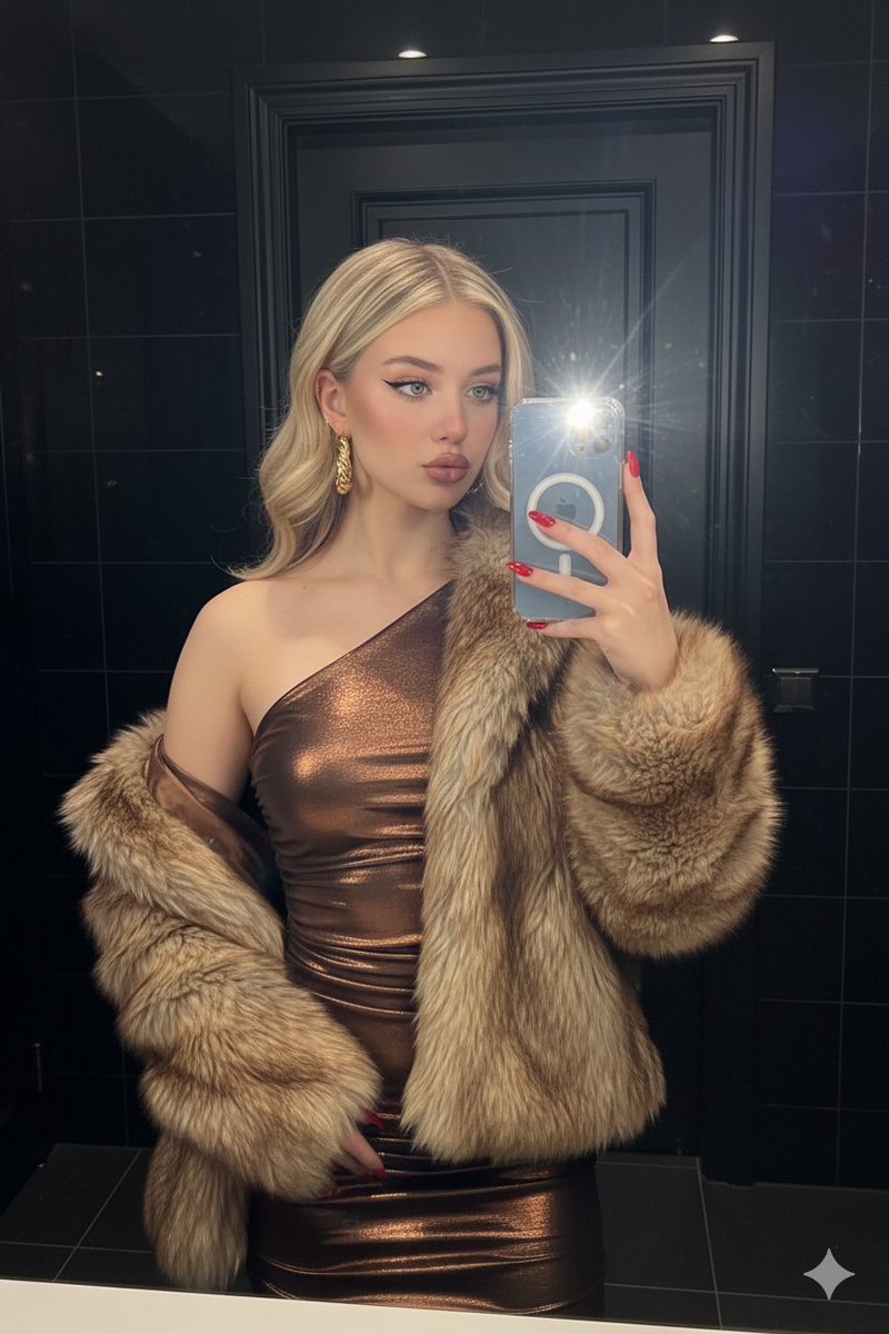AI Prompt for High-Contrast Mirror Selfie with Nightlife Glamour