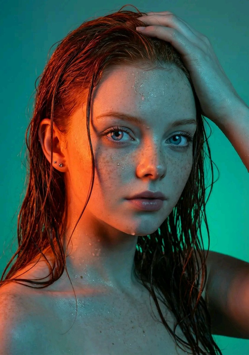 AI Prompt for High-Contrast Studio Portrait with Wet Hair